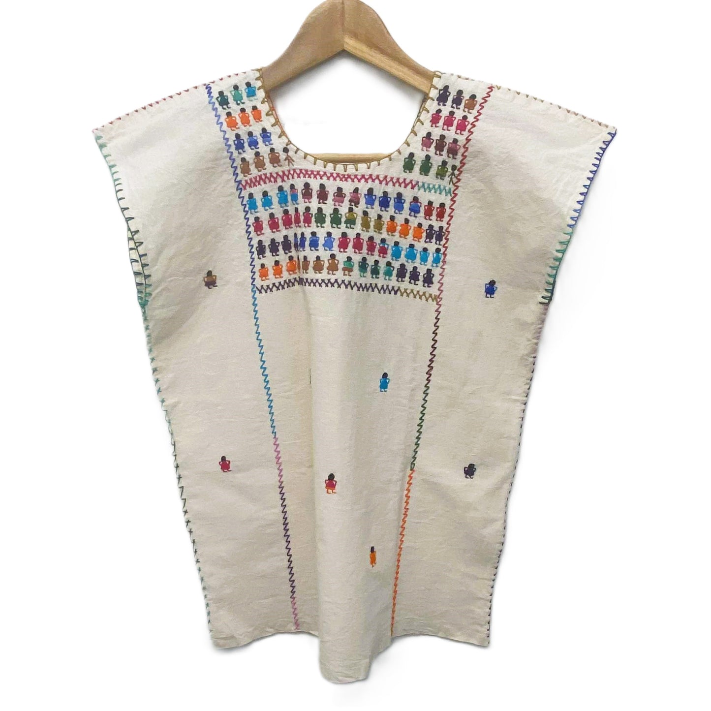 Hand-Embroidered Traditional Huipil Top – Made in Oaxaca – Las Munecas– One Size XS-S