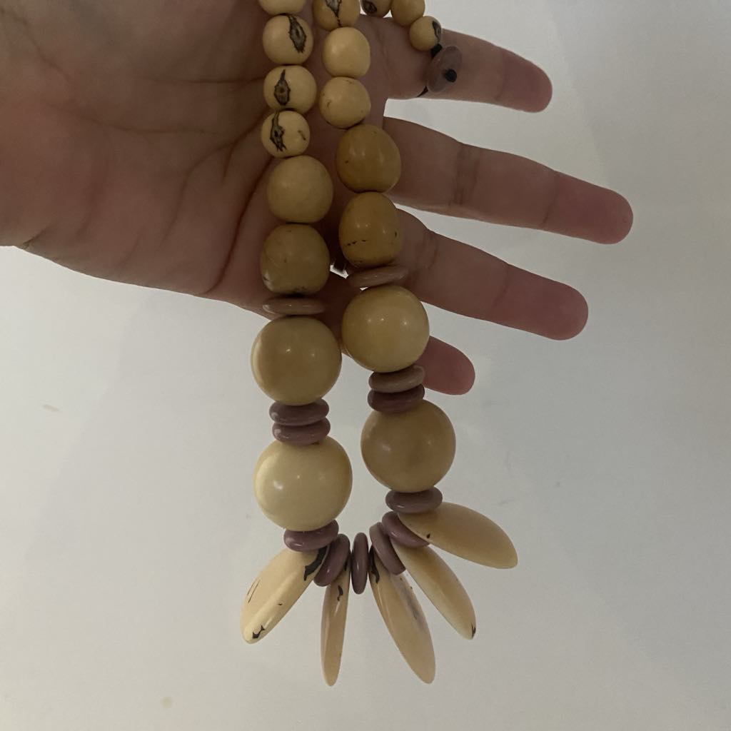 Artisan-Made Burnt Orange Colour Tagua Nut Necklace - One-of-a-Kind Eco Jewelry