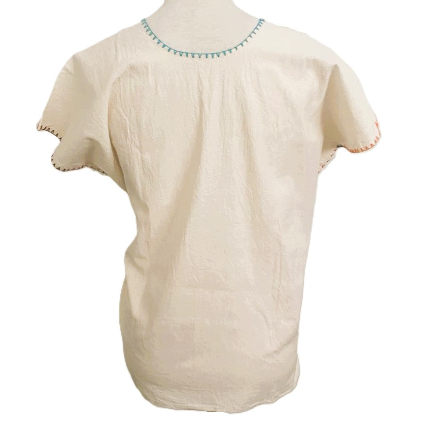 Hand-Embroidered Traditional Huipil Top – Made in Oaxaca – Las Munecas– One Size L-XL