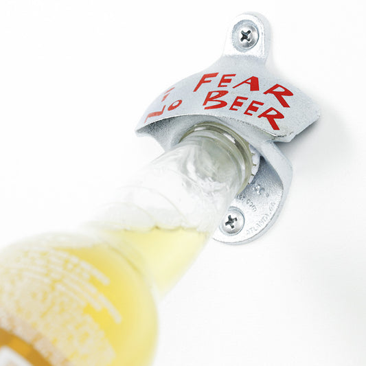 Wall Mounted Bottle Openers with Optional Cap Catcher: Theme I Fear No Beer