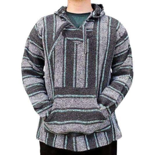 Baja Hooded Jacket: Aqua Green & Grey - Baja Hoodie