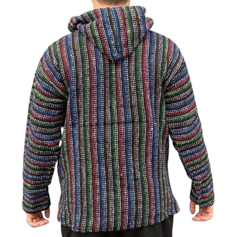 Baja Hooded Jacket: Colourful Thin Lines - Baja Hoodie