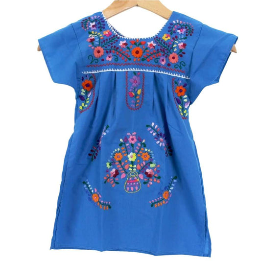 Kids: Mexican Bohemian Dress Blue - Colours of Mexico