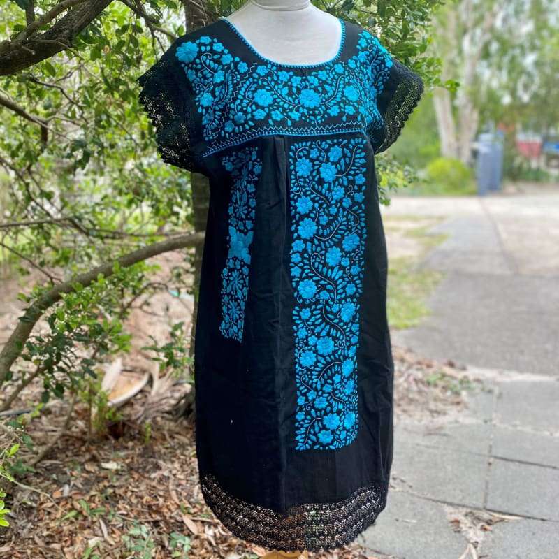 Las Flores Artisanal Adult Hand Embroider Mexican Dress: