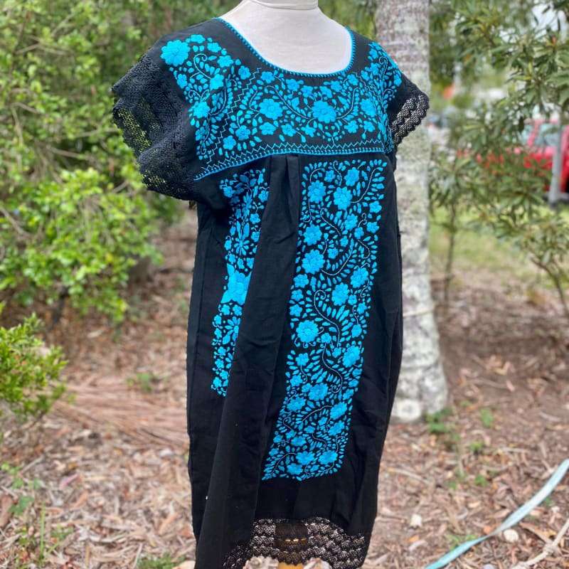 Las Flores Artisanal Adult Hand Embroider Mexican Dress: