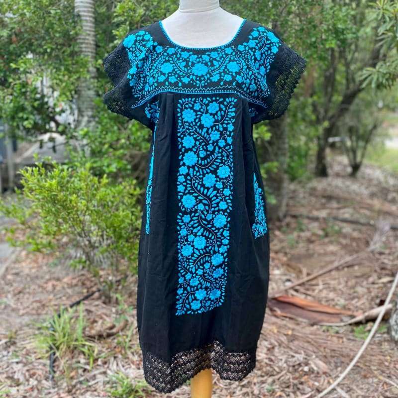 Las Flores Artisanal Adult Hand Embroider Mexican Dress:
