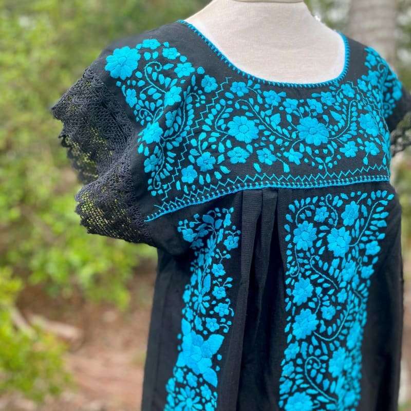 Las Flores Artisanal Adult Hand Embroider Mexican Dress: