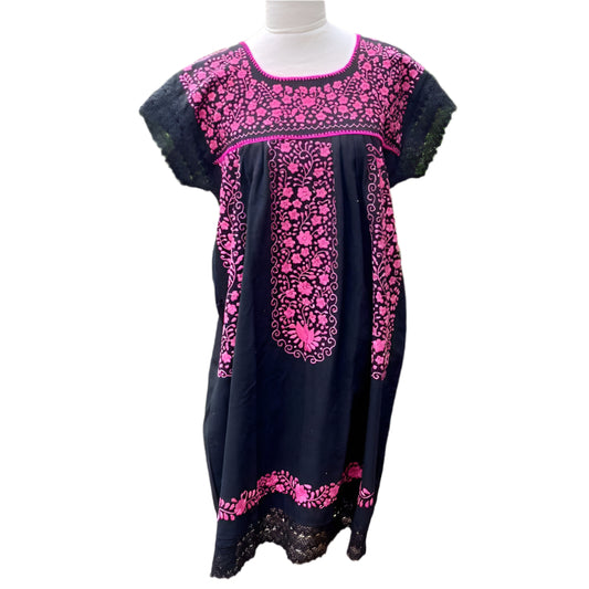 Las Flores Artisanal Adult Hand Embroider Mexican Dress: