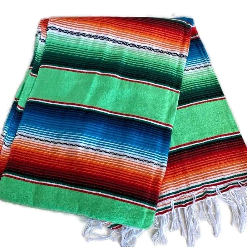 Lime Green Mexican Sarape Blanket - sarape