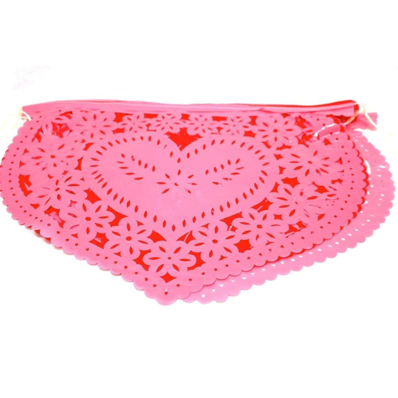Mexican Bunting - Papel Picado Hearts Love (Red & Pink) - Colours of Mexico