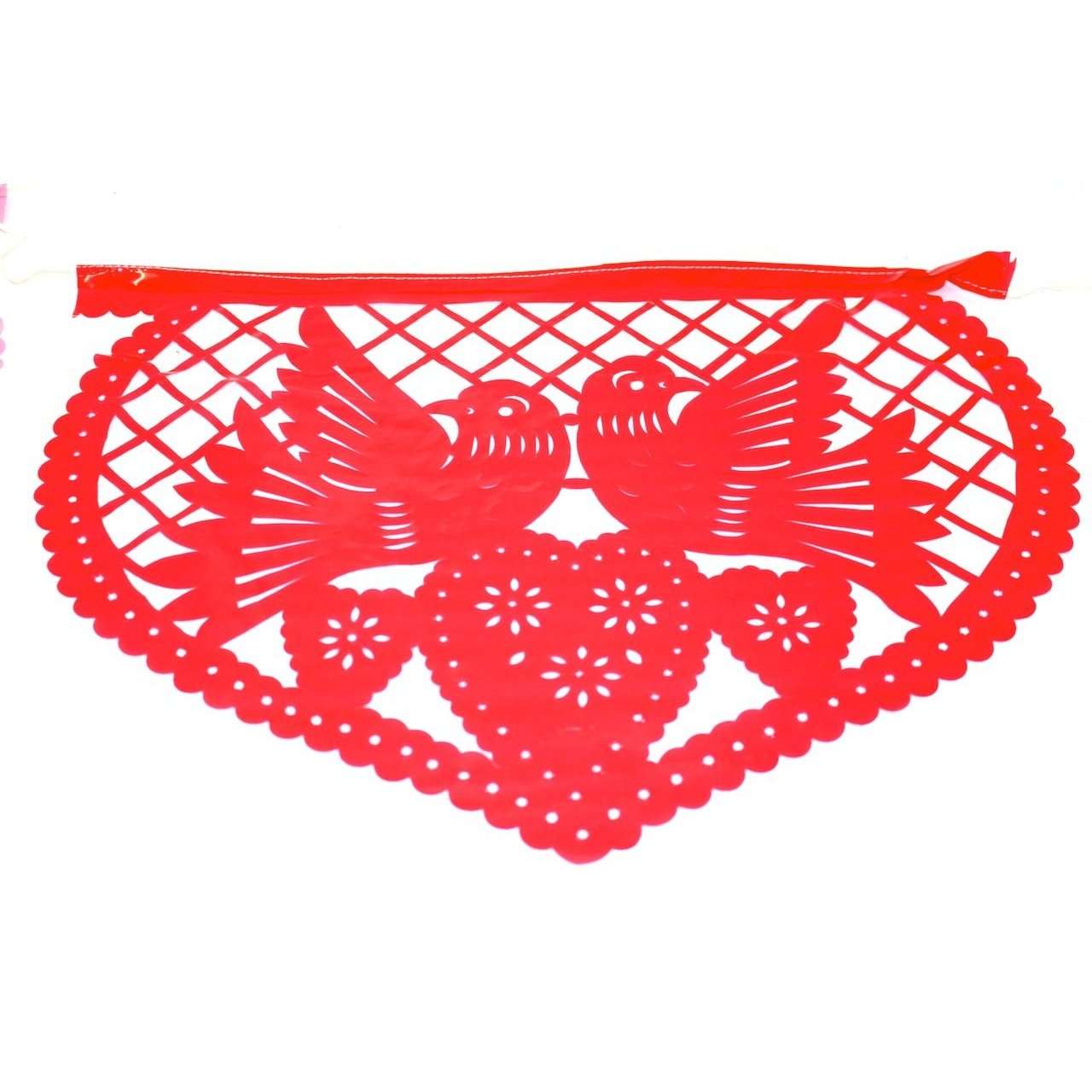 Mexican Bunting - Papel Picado Hearts Love (Red & Pink) - Colours of Mexico