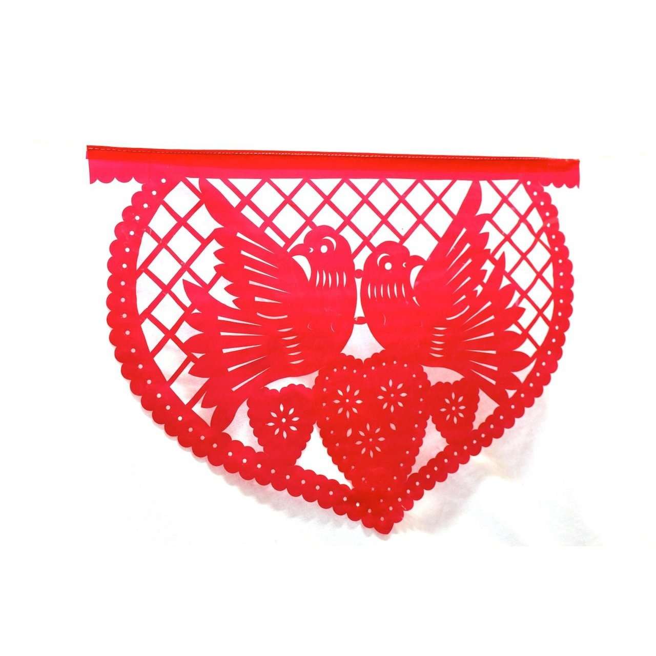 Mexican Bunting - Papel Picado Hearts Love (Red & Pink) - Colours of Mexico