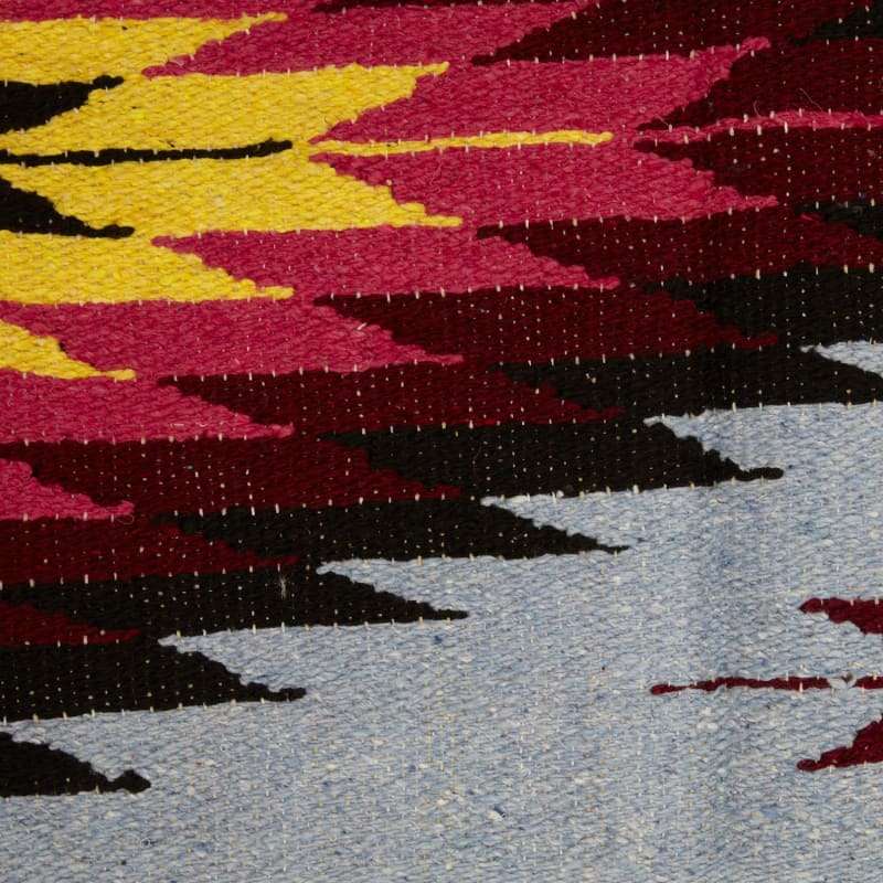 Mexican Floor Rug Aztec design Multicoloured: Light Blue -