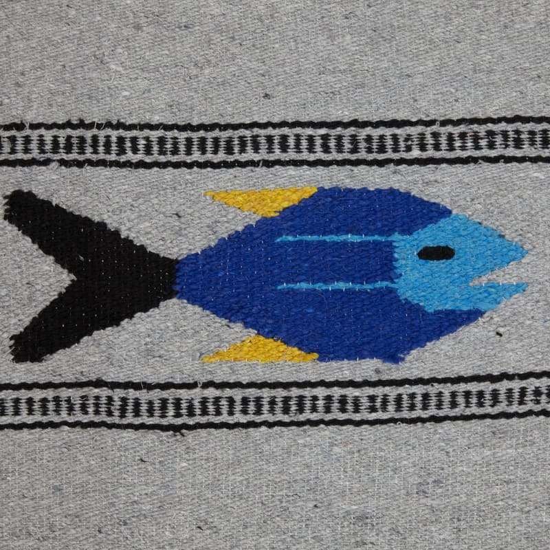 Mexican Floor Rug Fish - Grey - Floor Rug