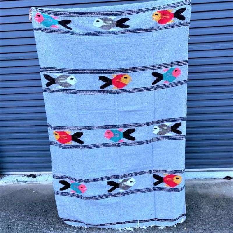 Mexican Floor Rug Fish - Grey - Floor Rug