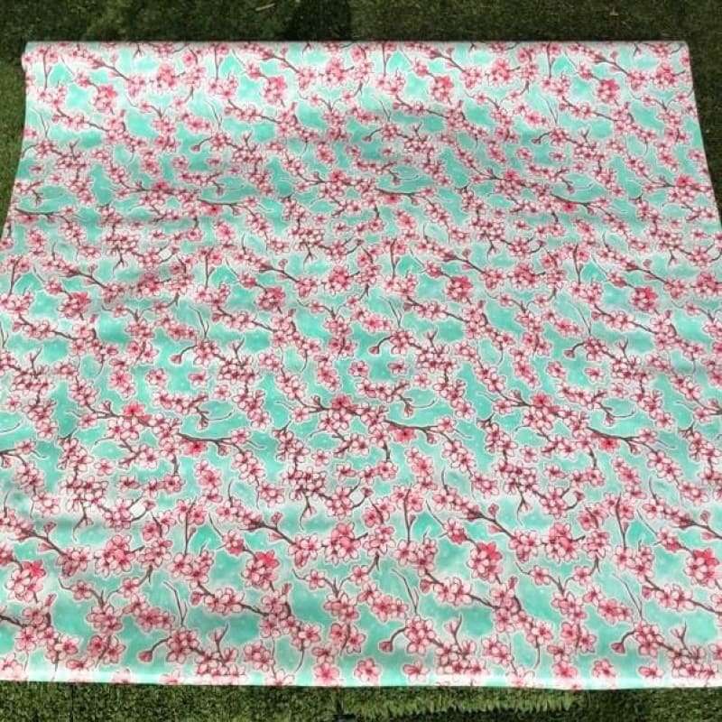 Mexican Oilcloth Fabric Sakura Japanese Flowers - oilcloth