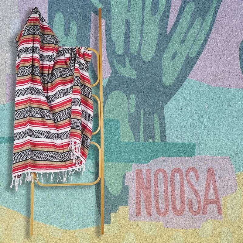 Mexican Western Yoga Falsa Blanket Orange & Light Brown -