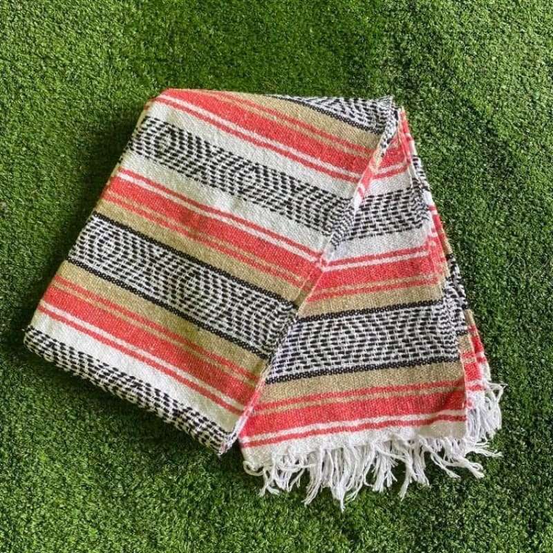 Mexican Western Yoga Falsa Blanket Orange & Light Brown -