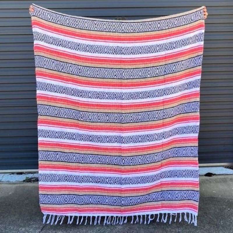 Mexican Western Yoga Falsa Blanket Orange & Light Brown -