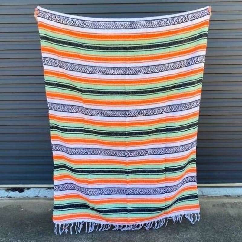 Mexican Western Yoga Falsa Blanket Orange & Mint - yoga