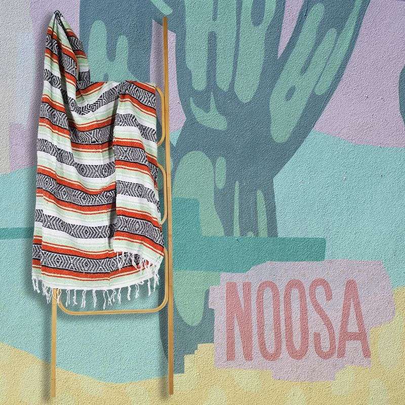 Mexican Western Yoga Falsa Blanket Orange & Mint - yoga