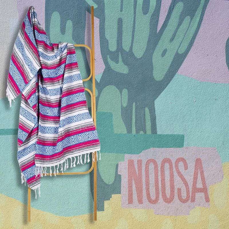 Mexican Western Yoga Falsa Blanket Raspberry & Baby Blue -