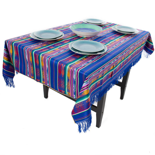 Otavalo Inca Tablecloth - Blue Multicoloured -  1.60 m x 1.20 m