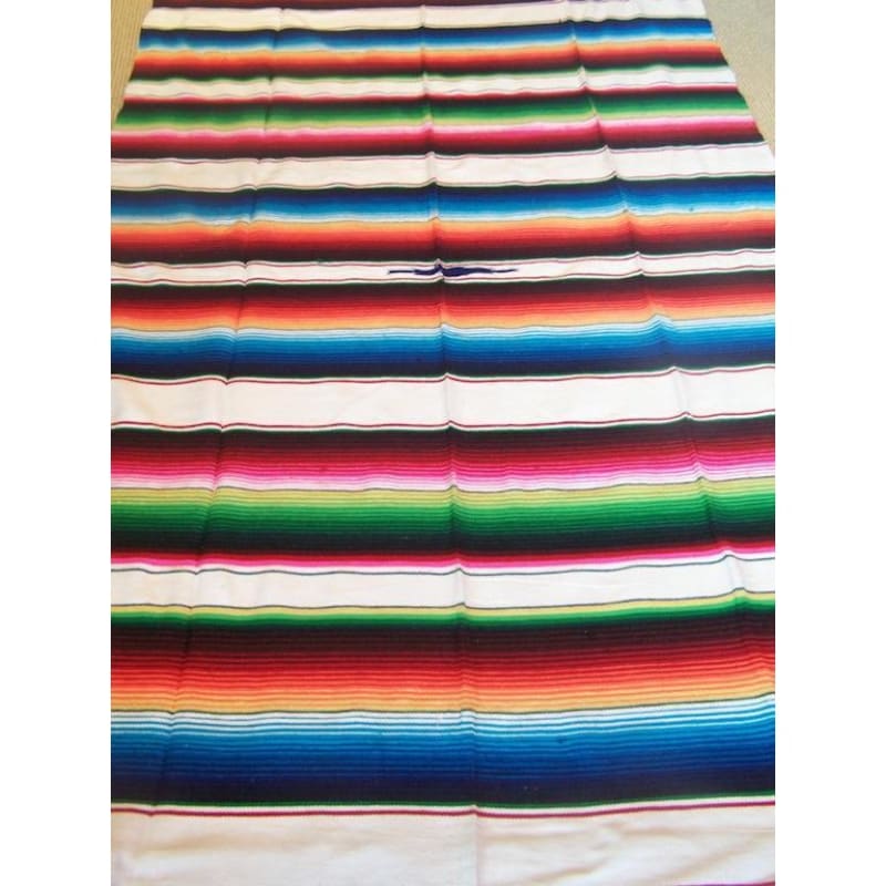White Mexican Sarape Blanket - Colours of Mexico