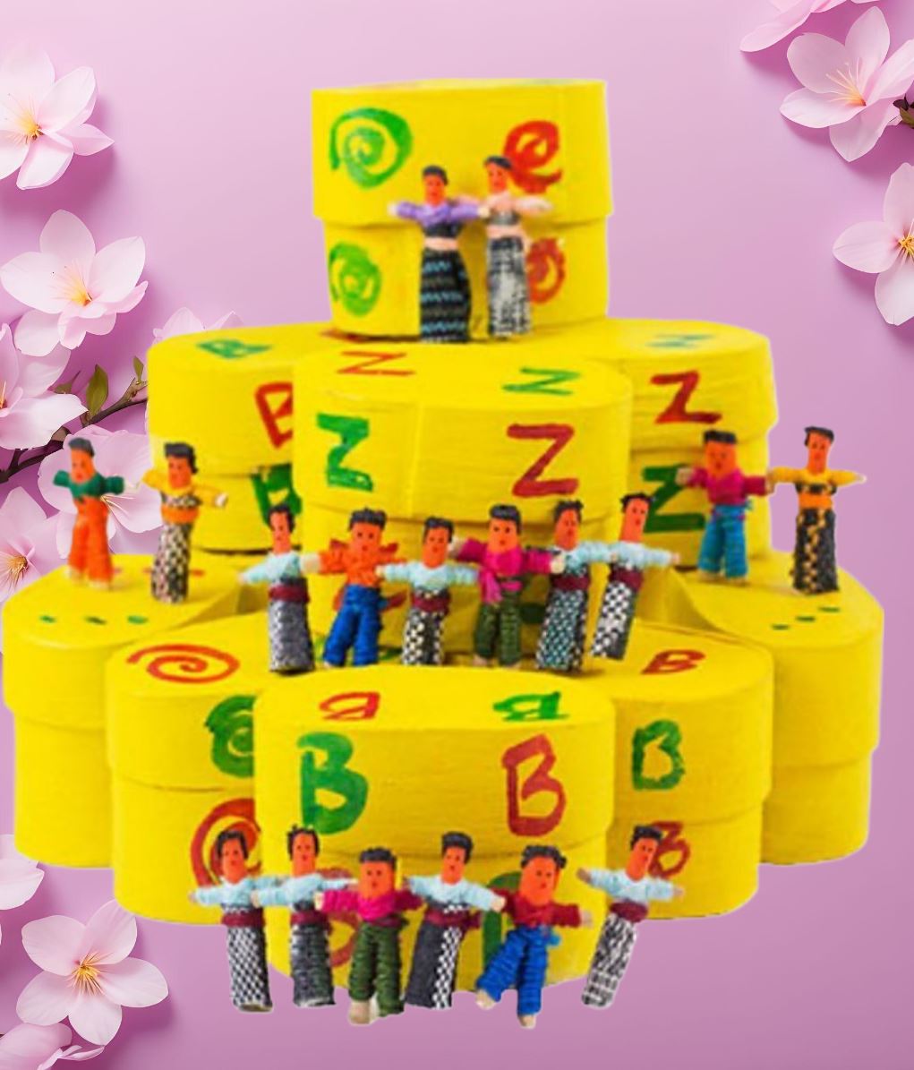 (Six) Mini Worry Dolls In A Traditional Wooden Box