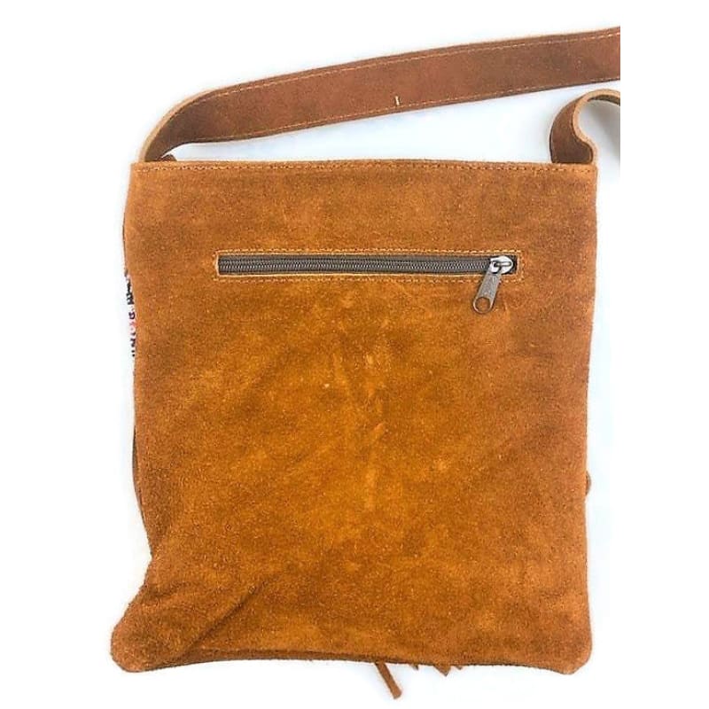 Boho Leather Shoulder Bag with Tassels Handmade Ecuador -