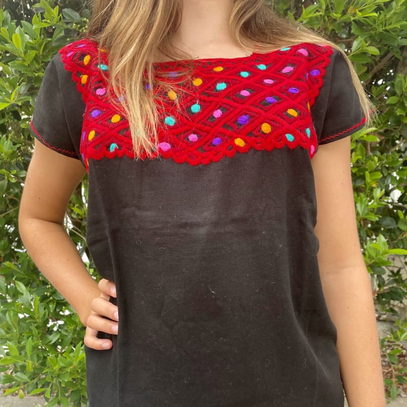 Gorgeous Mexican Embroidered Huipil Maya Top Organic Cotton
