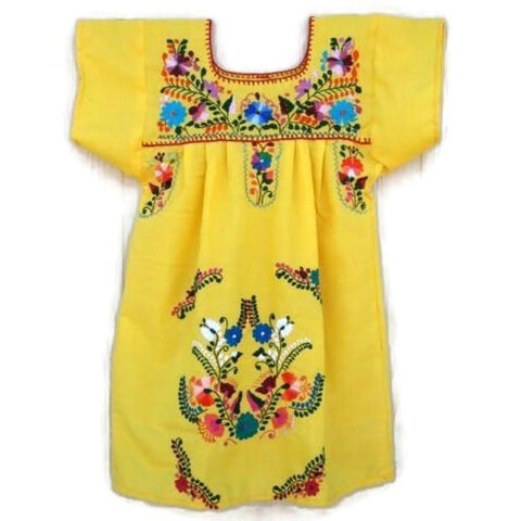 Kids: Mexican Bohemian Dress Yellow - dress