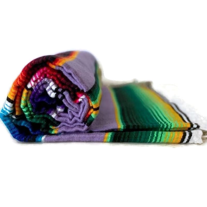 Lilac Mexican Sarape Blanket - sarape