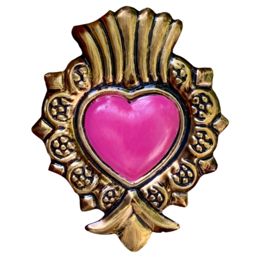 Copy of Lux Mexican Heart Hand Painted with Magnet - Tin