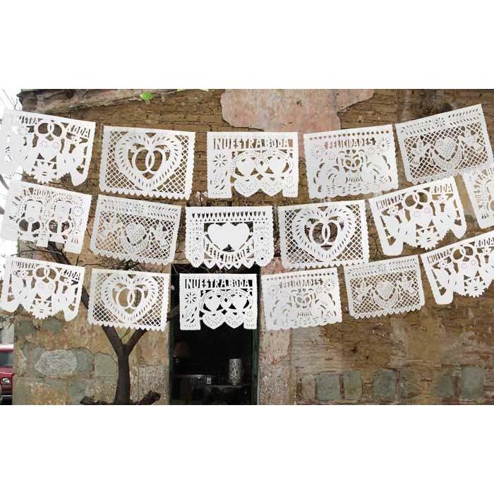 Mexican Bunting - Papel Picado: Wedding (all white) - Colours of Mexico
