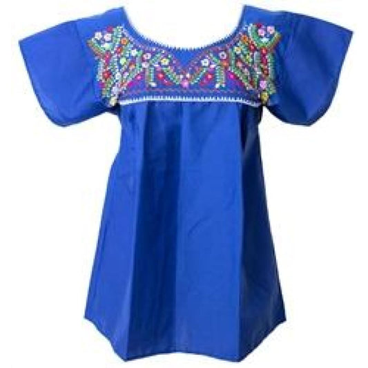 Mexican Embroidered Peasant Top Blue - Blouse