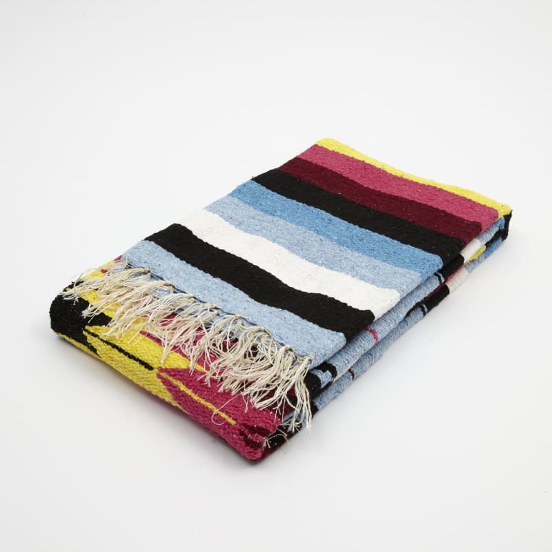 Mexican Floor Rug Aztec design Multicoloured: Light Blue -