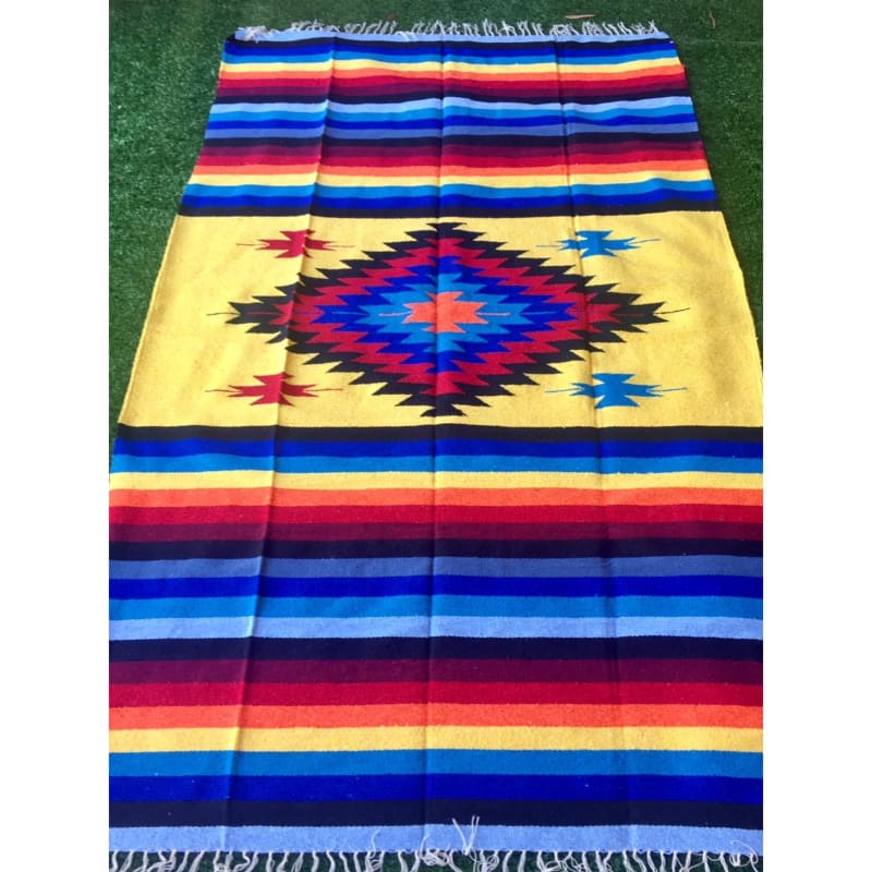 Mexican Floor Rug Aztec design Multicoloured: Yellow - Colours of Mexico