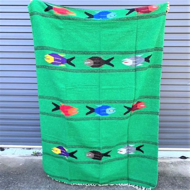 Mexican Floor Rug Fish - Green - Floor Rug