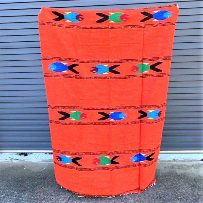 Mexican Floor Rug Fish - Orange - Floor Rug