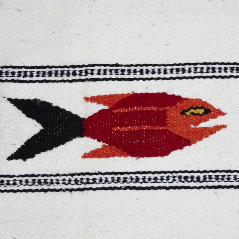 Mexican Floor Rug Fish - White - Floor Rug