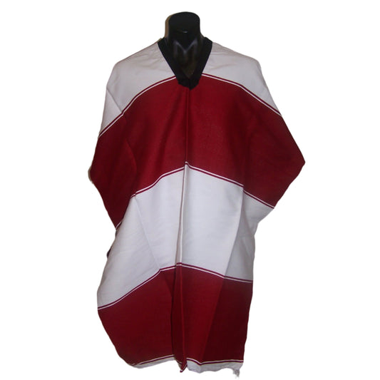 Mexican Poncho Burgundy & White - Colours of Mexico
