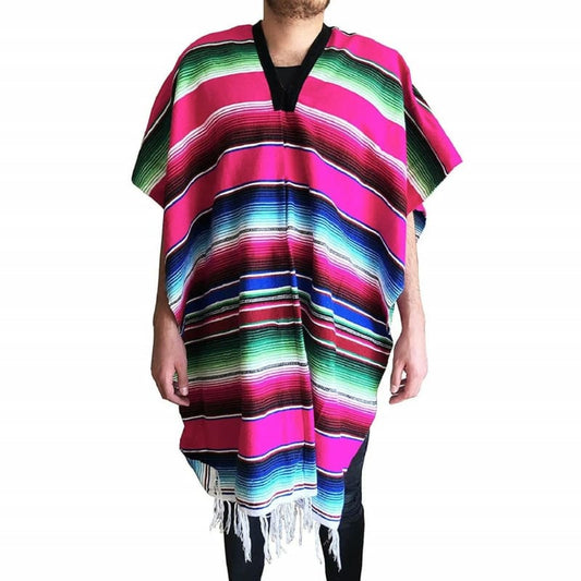 Mexican Poncho Saltillo Fuschia - poncho