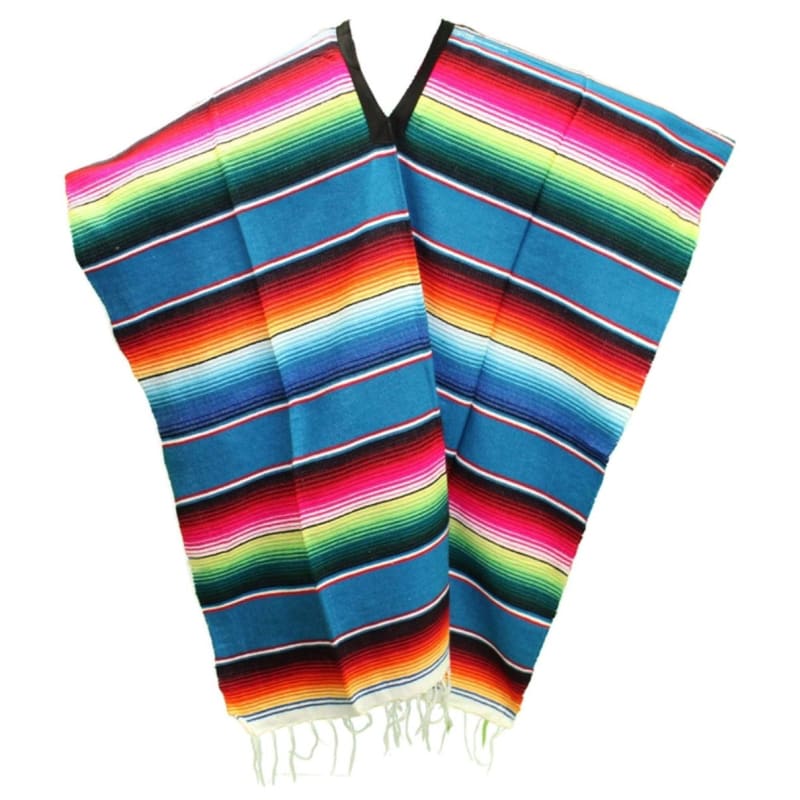 Mexican Poncho Saltillo Sky Blue - poncho