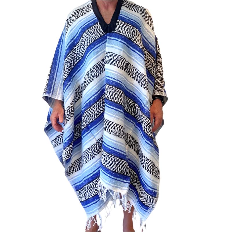 Mexican Poncho Western Clint Eastwood Blue - poncho
