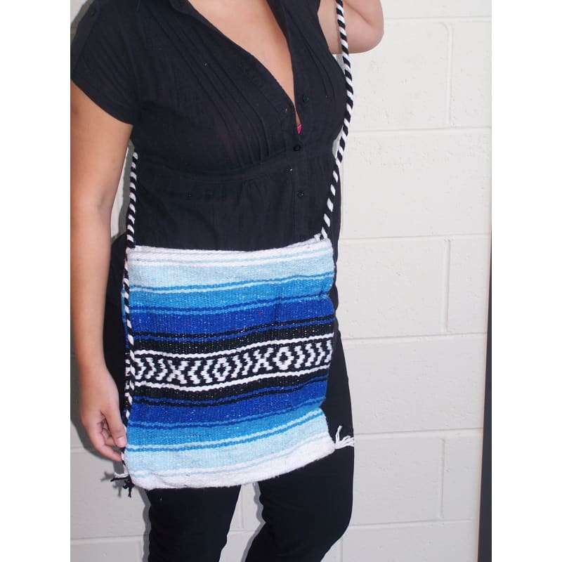 Mexican Shoulder Cross Over Hippy Bag - All Blue - handbag