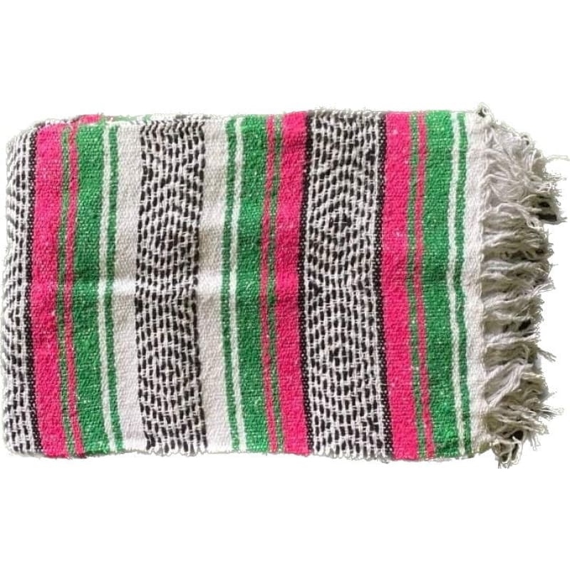 Mexican Western Yoga Falsa Blanket Green & Fuschia - yoga