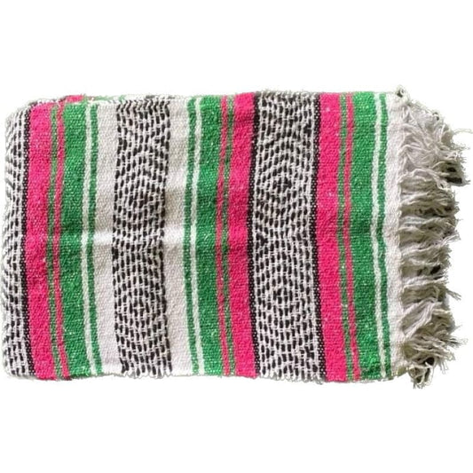 Mexican Western Yoga Falsa Blanket Green & Fuschia - yoga