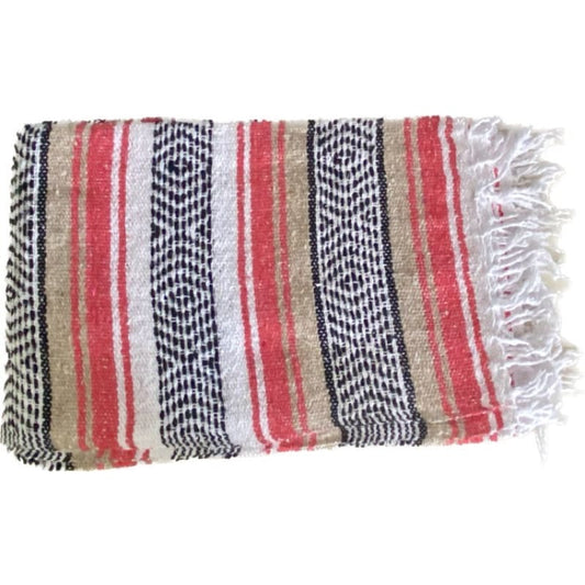 Mexican Western Yoga Falsa Blanket Orange & Light Brown -