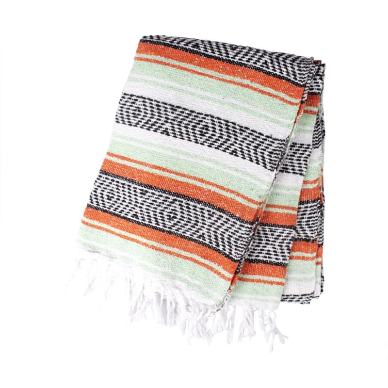 Mexican Western Yoga Falsa Blanket Orange & Mint - yoga